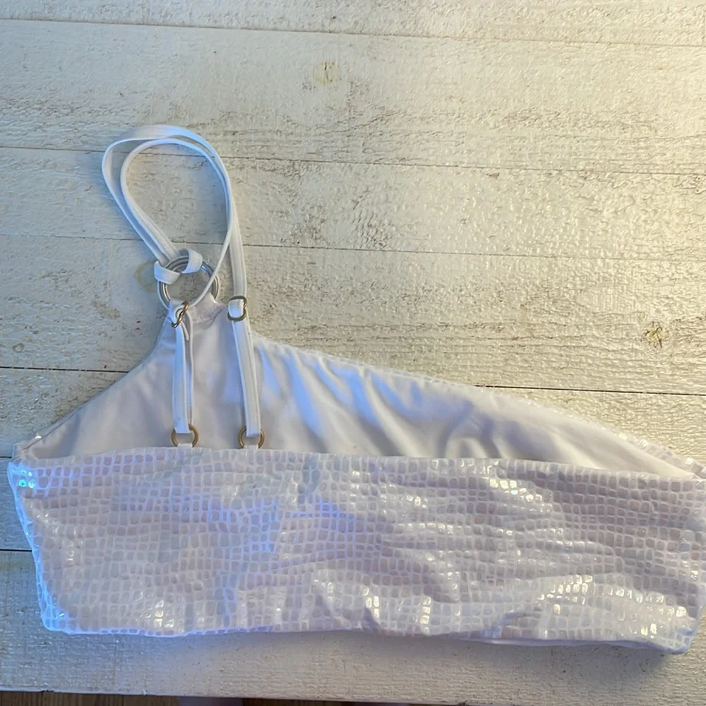 l*space Indiana Bikini‎ Top Gloss Gator Opalescent White XL